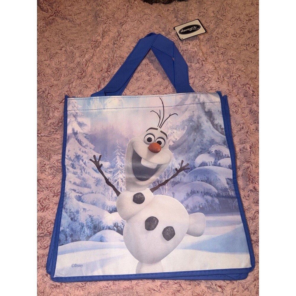 Disney Store Reusable Shopping Tote Blue Snowman Sack Carry Bag Frozen Olaf Ice